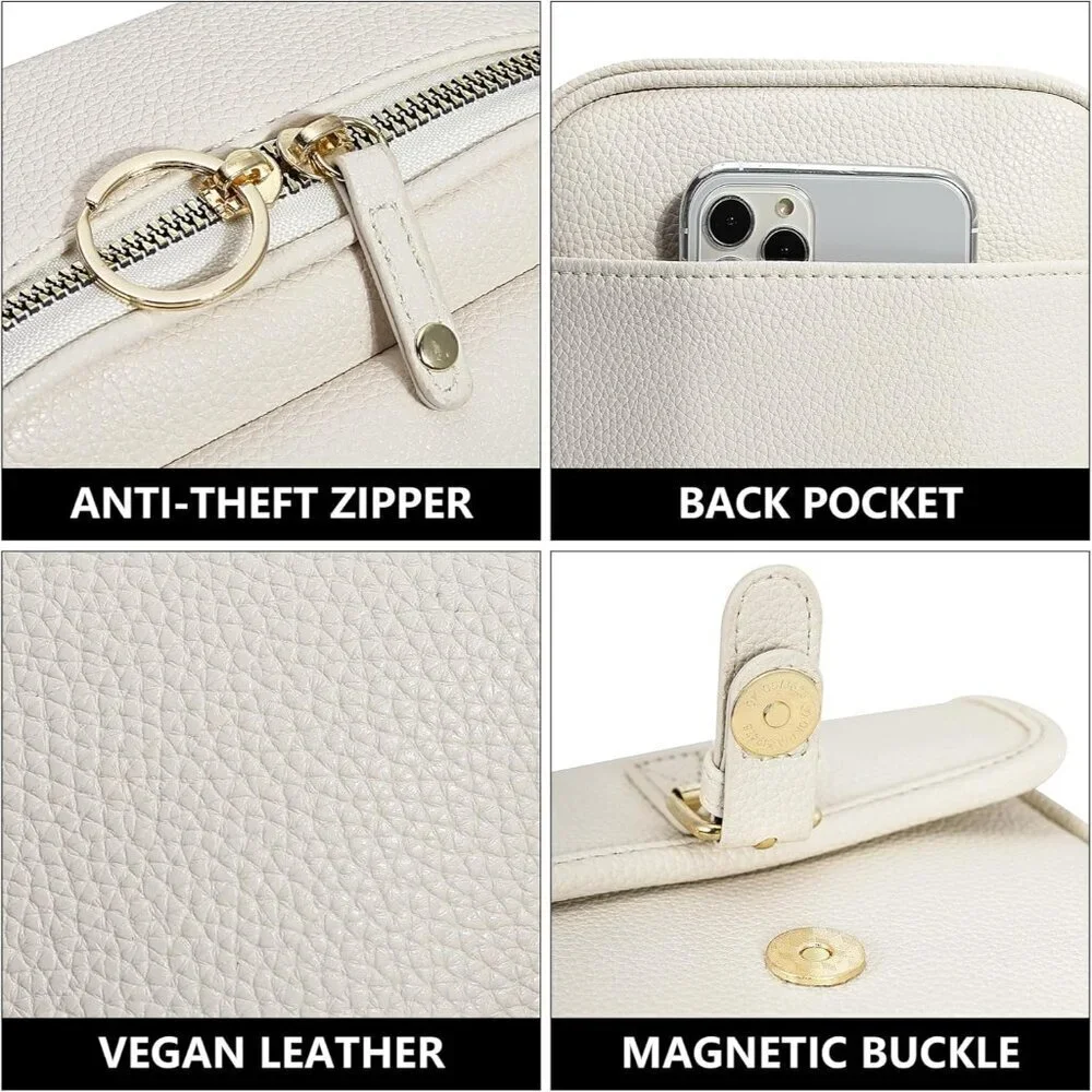 Small Vegan Leather Crossbody Bag for Women Compact Wallet Purse